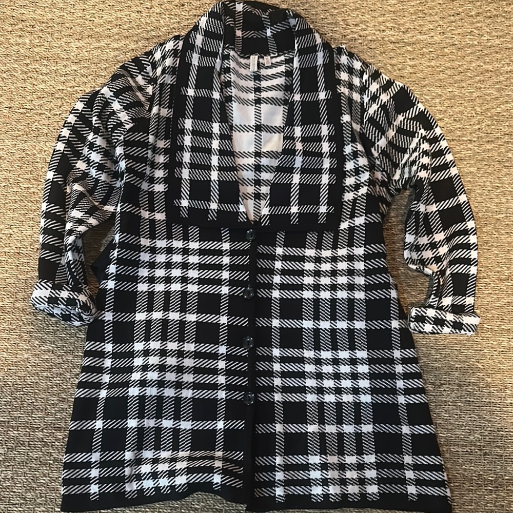 Madison Black and White Cowl Neck Sweater Dress